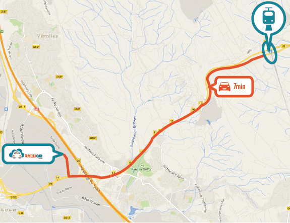 Carte parking gare d'Aix en Provence