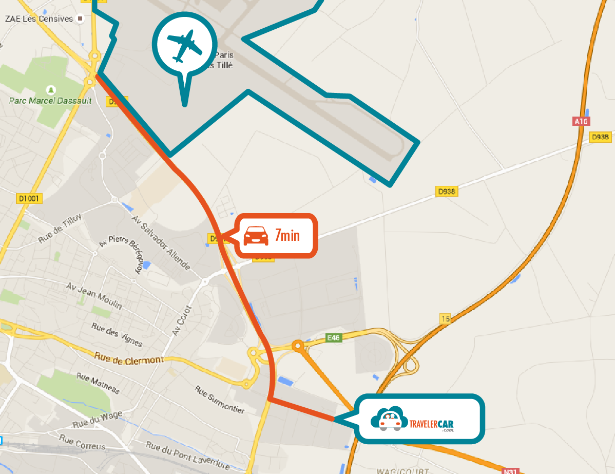 Carte Parking aéroport Beauvais