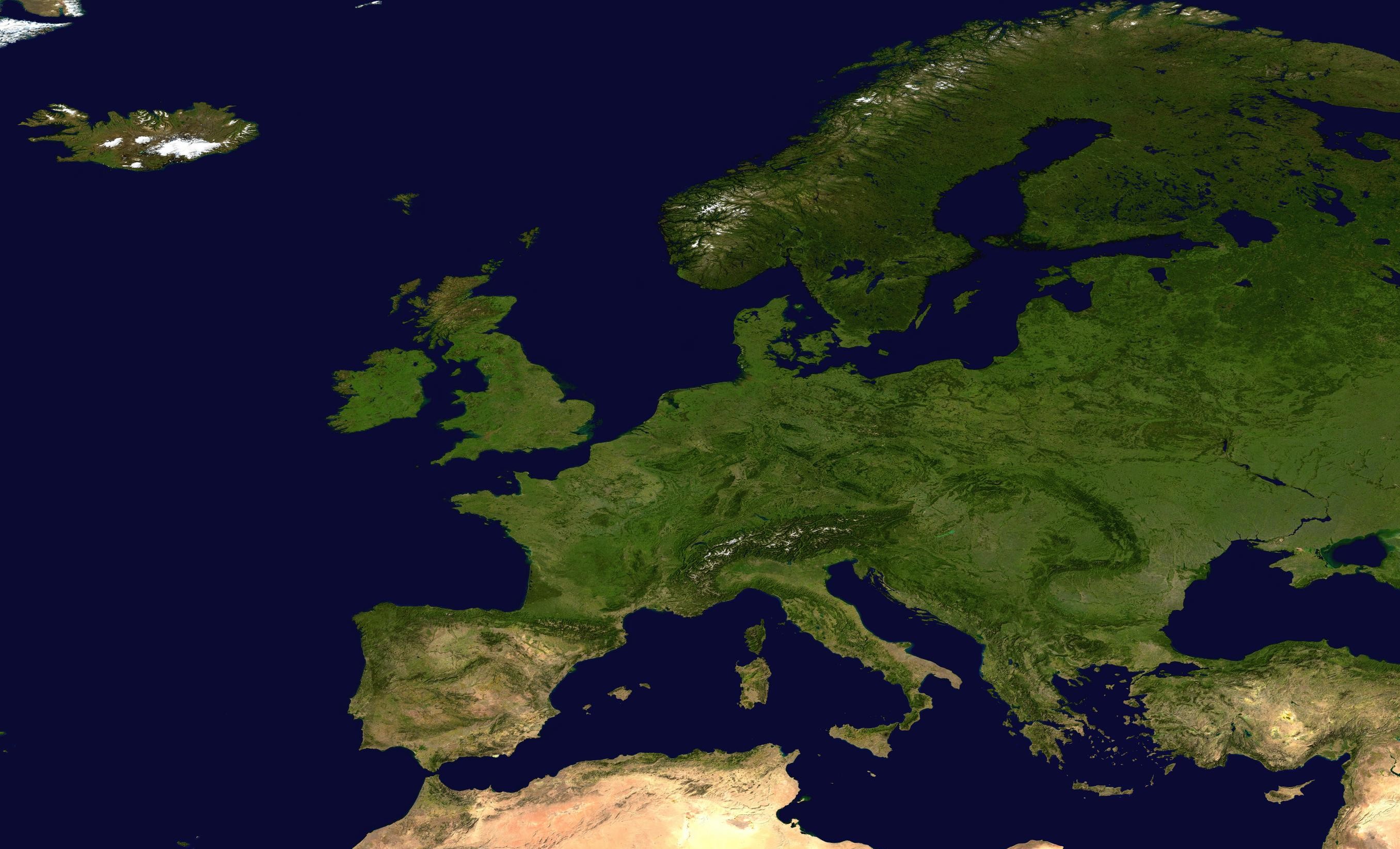 europe vue satellite